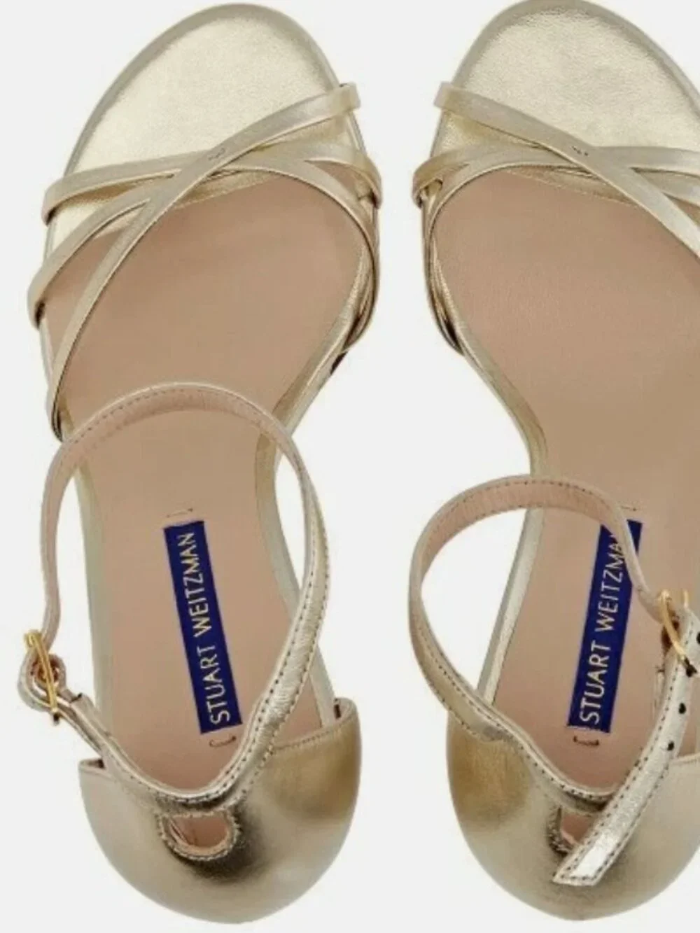 STUART WEITZMAN ESTARLA PLATINO LAME NAPPA WEDGE SANDALS 41 EU/10.5 US NEW - Picture 2 of 3